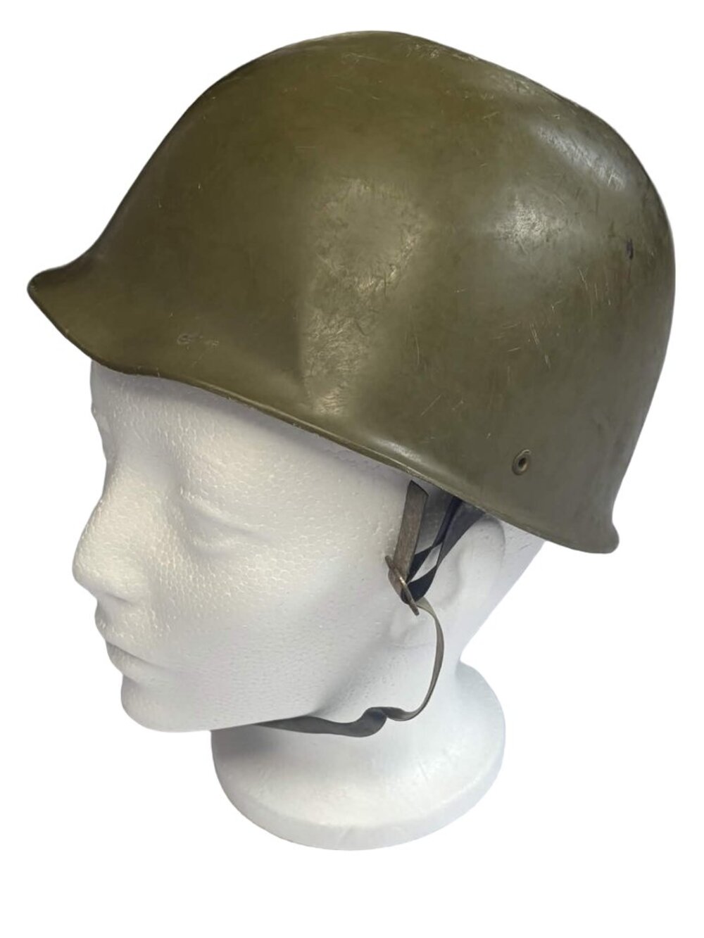 Vintage Marx Toys Army Helmet Olive Drab Adjustable Straps Kids Plastic 1960s